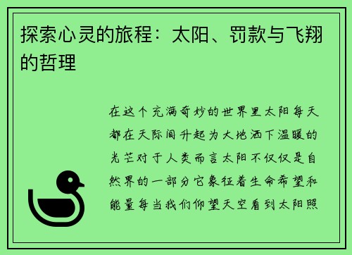 探索心灵的旅程：太阳、罚款与飞翔的哲理